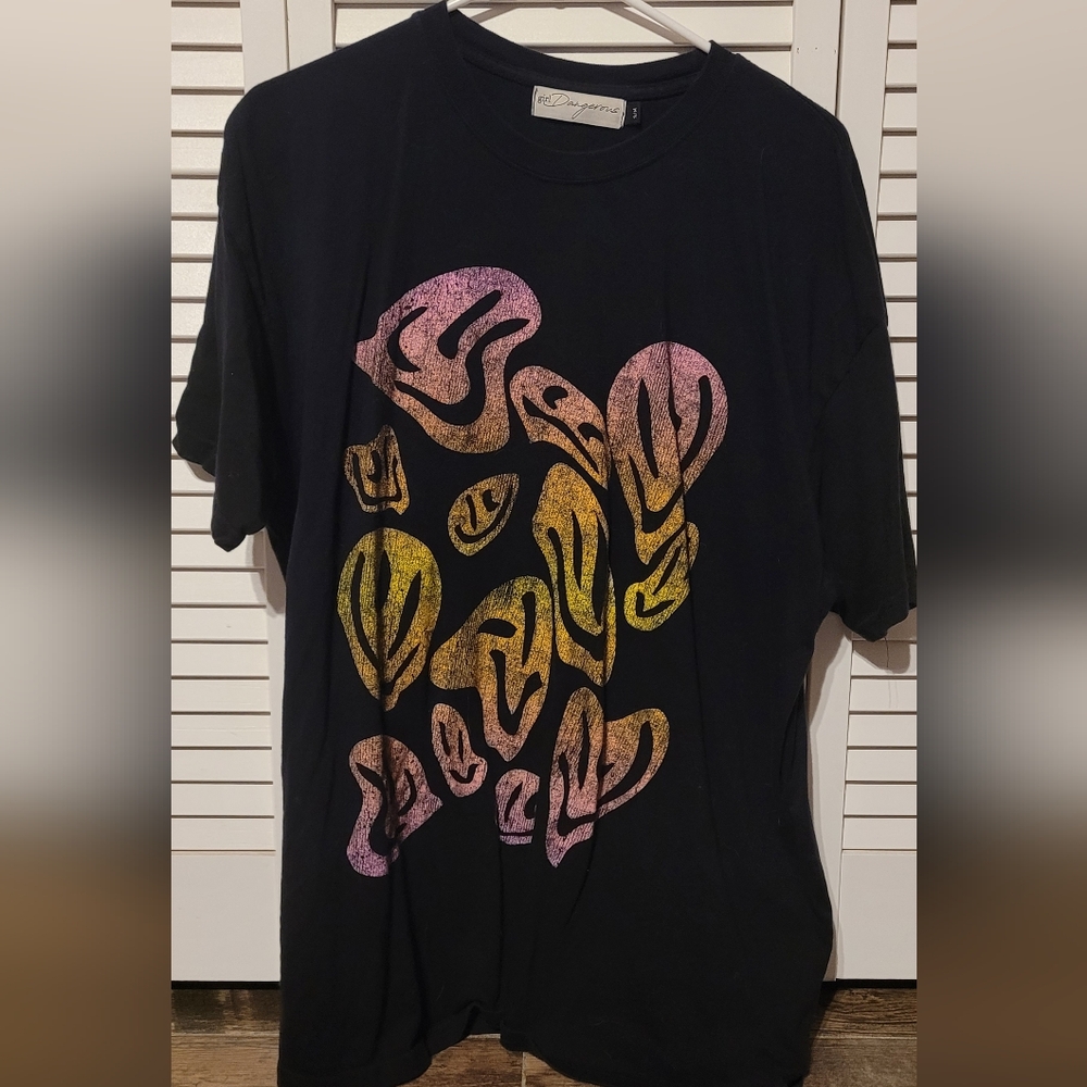 Girl Dangerous Black Smiley T Shirt Dress
